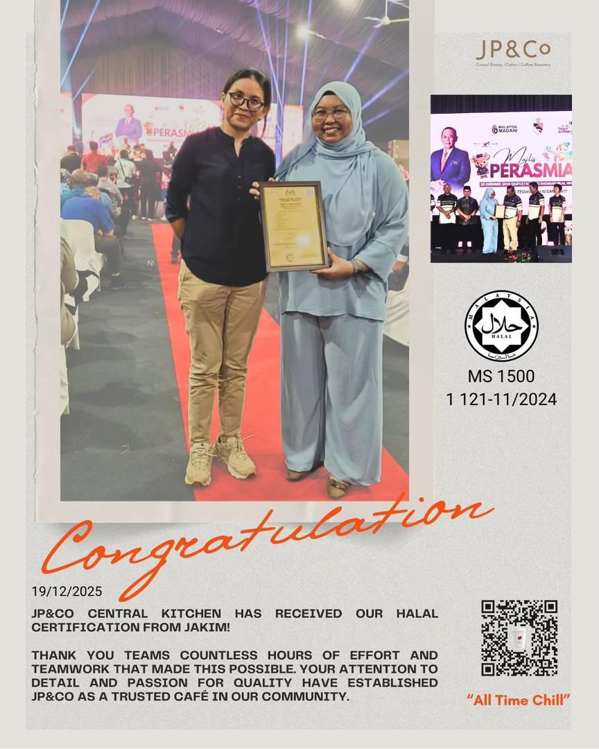 JP&Co Central Kitchen Has Received Our Halal Certification from JAKIM!